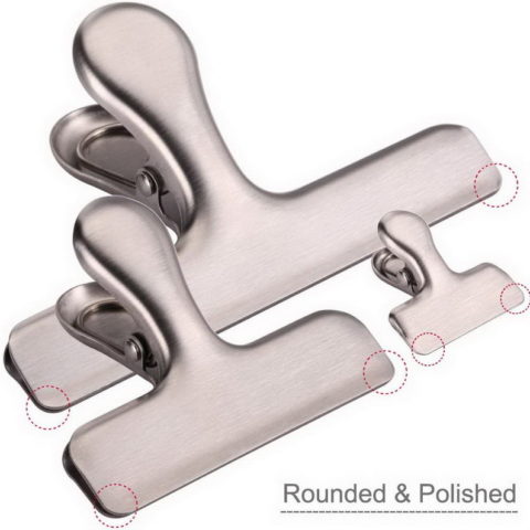 Chips Bag Clip - Heavy Duty Rounded Edges Food Bag Clip, Set of 9 Stainless Steel Chips Clip UDQYQ 3 Size